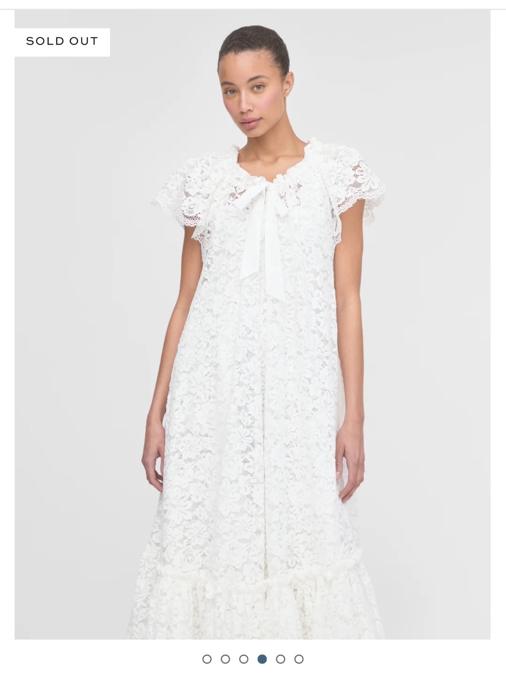 Hill House White Floral Lace Bow Maxi Dress